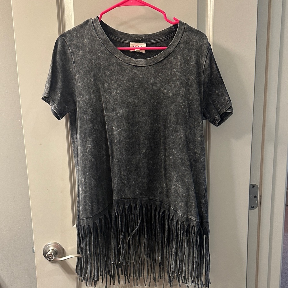 Black Fringe Shirt